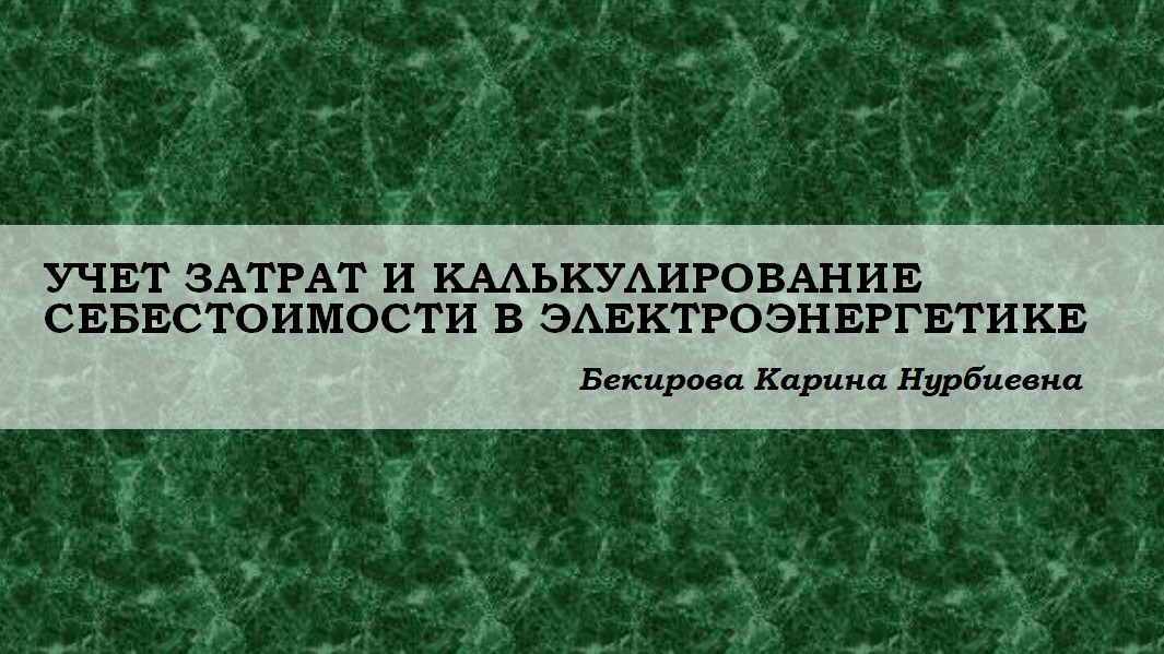 Учет затрат и калькулирование себестоимости в электроэнергетике